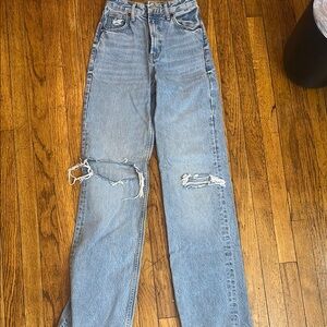Zara high rise wide leg Distressed blue Jeans